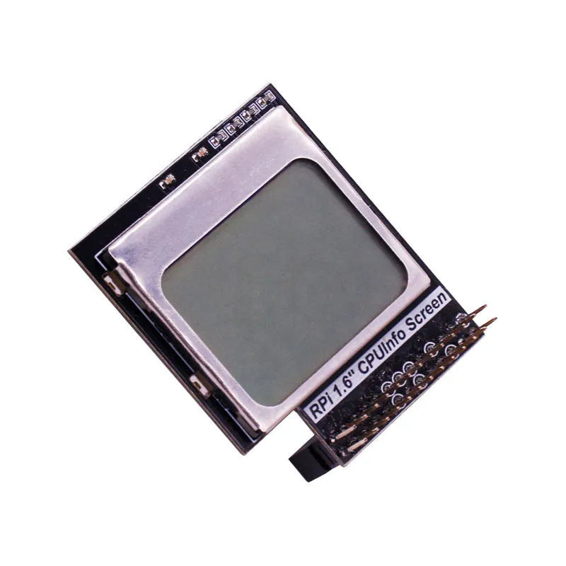 1.6 inch Raspberry Pi LCD display screen showing CPU information with backlight switch