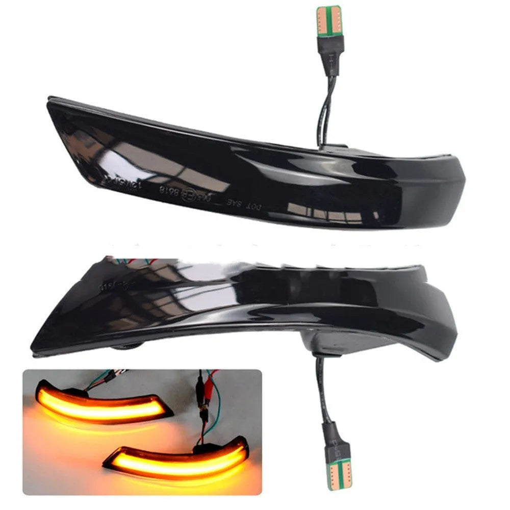 Ford Focus and Mondeo rearview mirror waterfall light in yellow and blue two-tone or solid yellow options