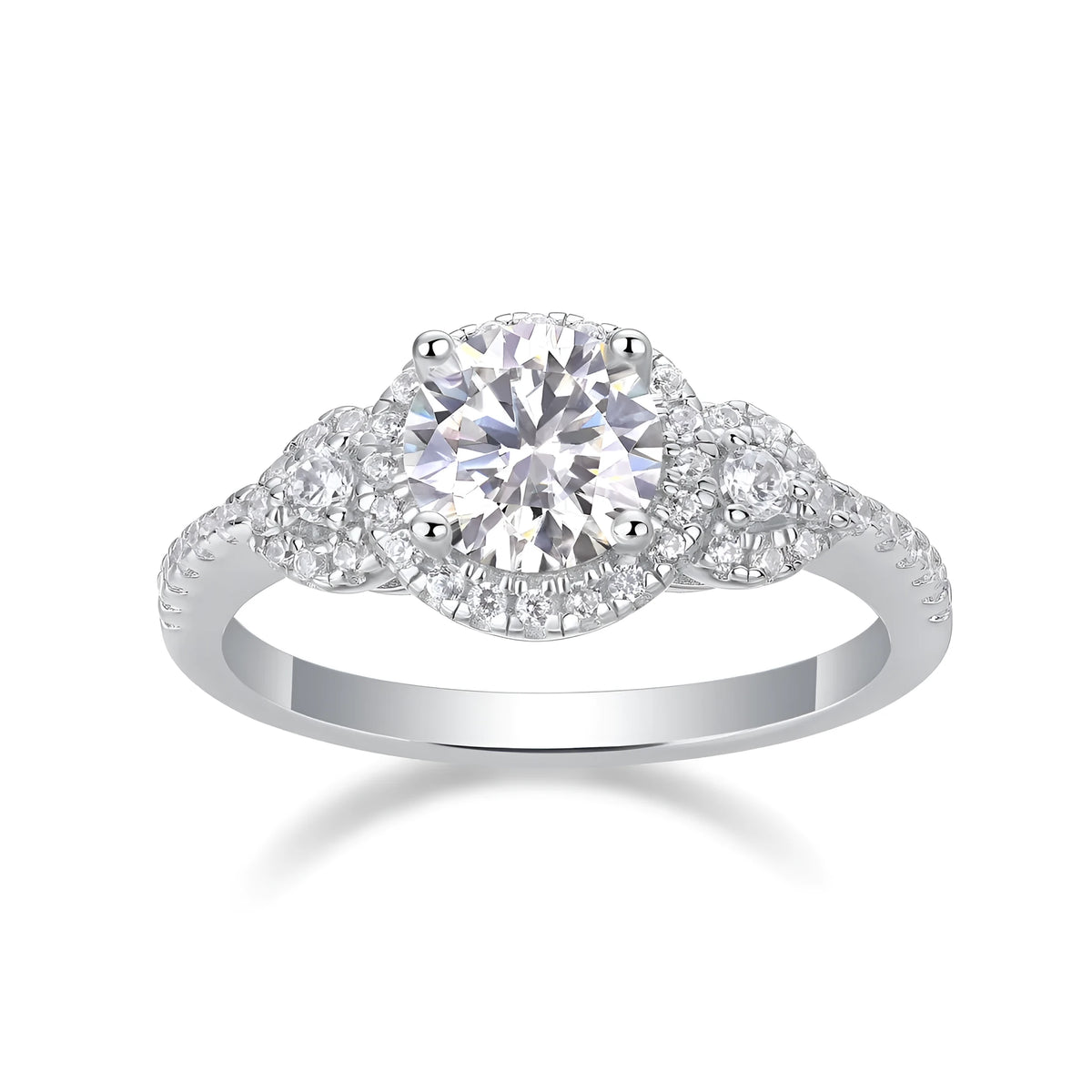 1 carat moissanite ring in S925 silver with platinum plating, sizes 5 to 9, 3.2 grams, with GRA certificate and gift box
