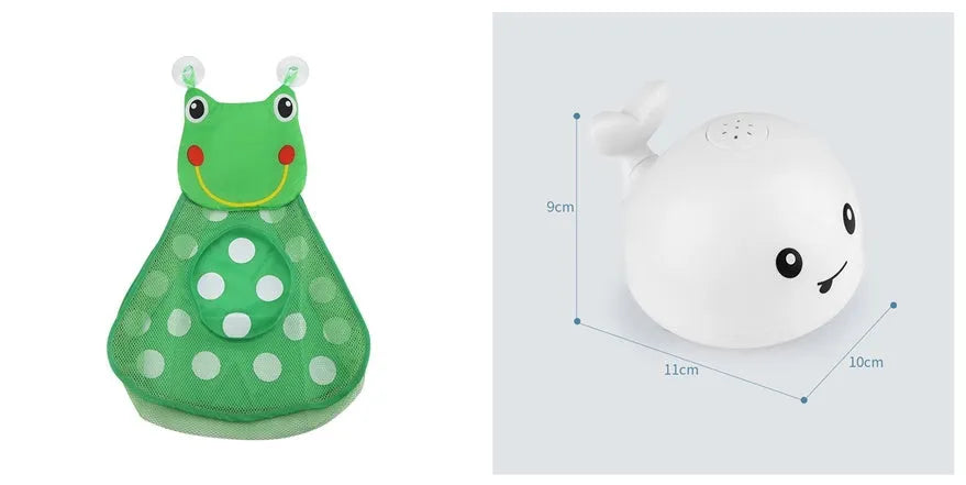 Automatic spray whale bath toy with LED lights floating in water