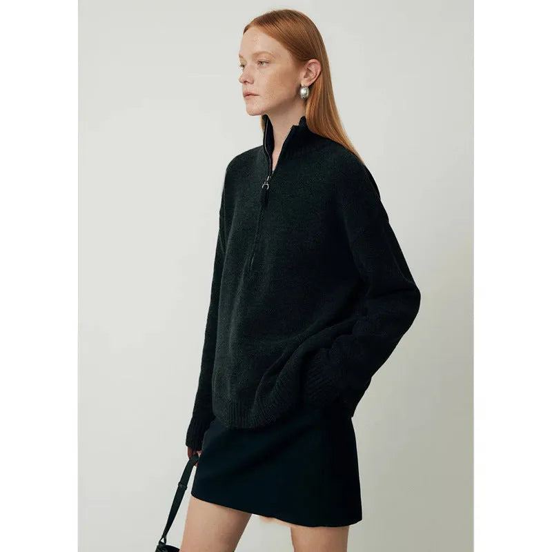 Women's loose lapels wool bandage dress in black or grey with long sleeves