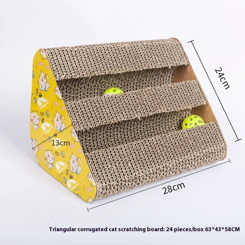 Leather-bound corrugated paper cat scratch board in multiple shape variations
