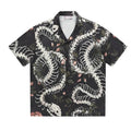 Men's short sleeve Cuban collar shirt with snake bone floral pattern in loose fit