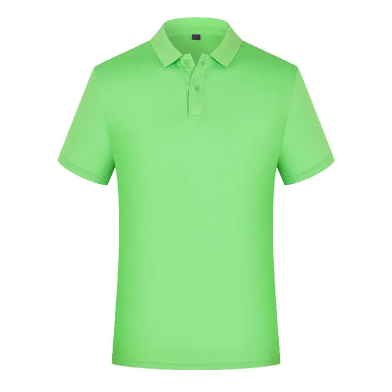 Summer lapel T-shirt, short sleeve polyester blend casual top with slit, multiple colours, S to 4XL