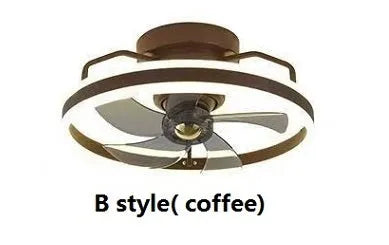 Modern ceiling fan lamp with integrated light fixture, 500mm diameter with PC blades and acrylic lampshade
