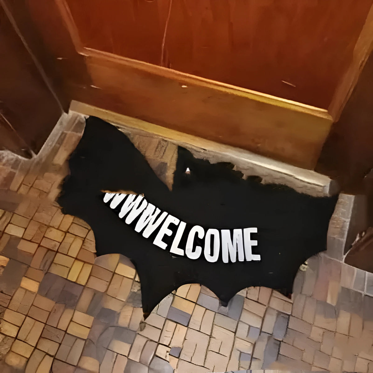 Bat-shaped coconut palm mat in plastic, 40x80cm, decorative bat mat for doorway or entryway