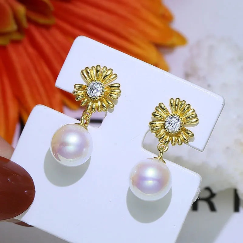 S925 sterling silver baroque flower DIY earring settings without pearls in silver and gold