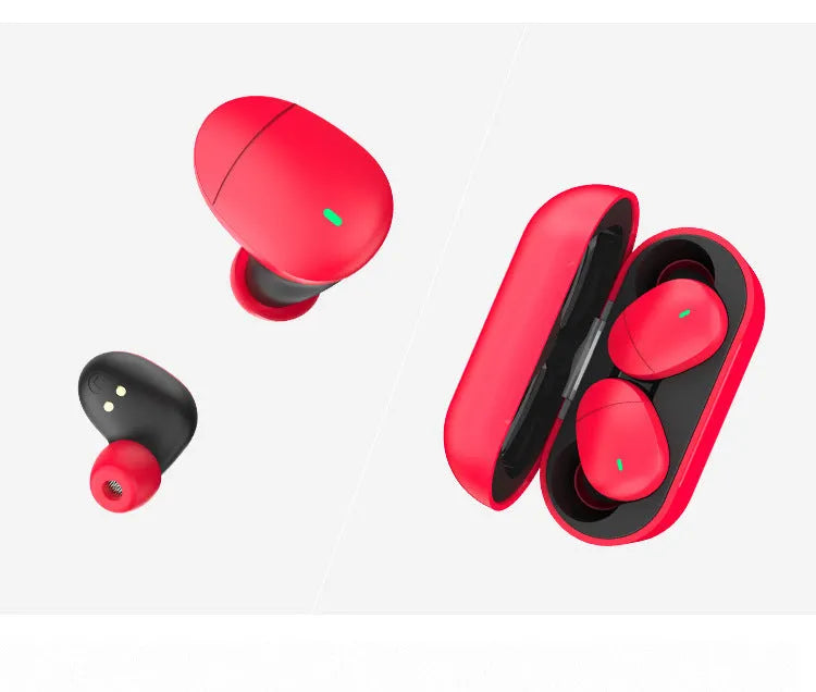 Flame red Qualcomm TWS 3040 Bluetooth wireless earphones with charging case