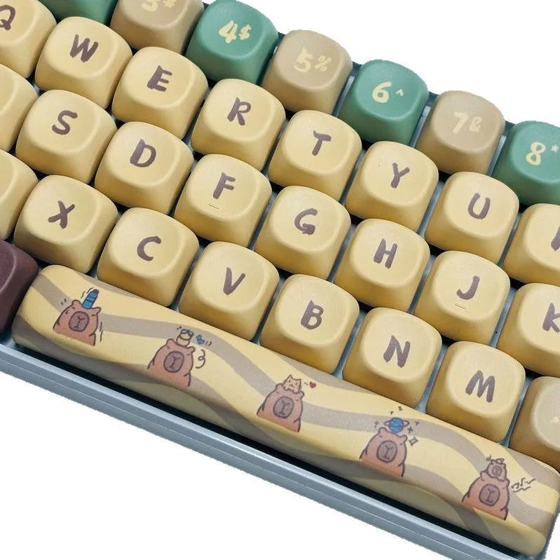 Capabala PBT mechanical keyboard keycaps set with 130 keys and girl anime MOA design