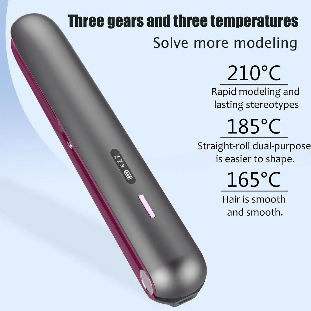 Moon shadow grey wireless hair straightener with temperature control dial