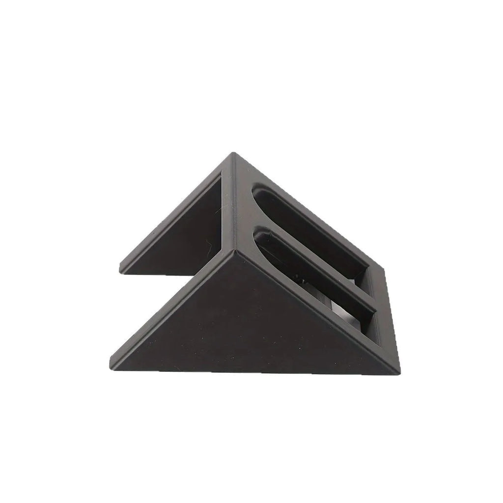 Black plastic punk-style pistol display stand for collectible models.