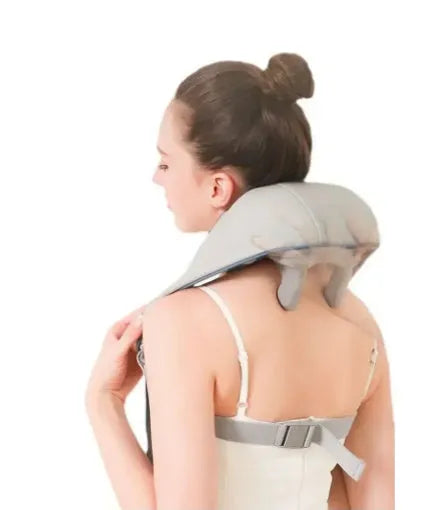 Creamy white rechargeable shoulder and neck massage instrument with kneading function