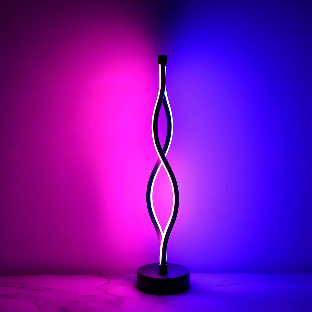 Black aluminium bedroom desk lamp with three-colour dimming button and touch controls