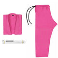 Brazilian Jiu-Jitsu gi uniform in cotton blend fabric showing jacket and trousers in available colours