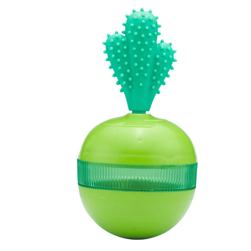 Blue durable rubber treat dispensing tumbler ball dog toy for medium large breeds