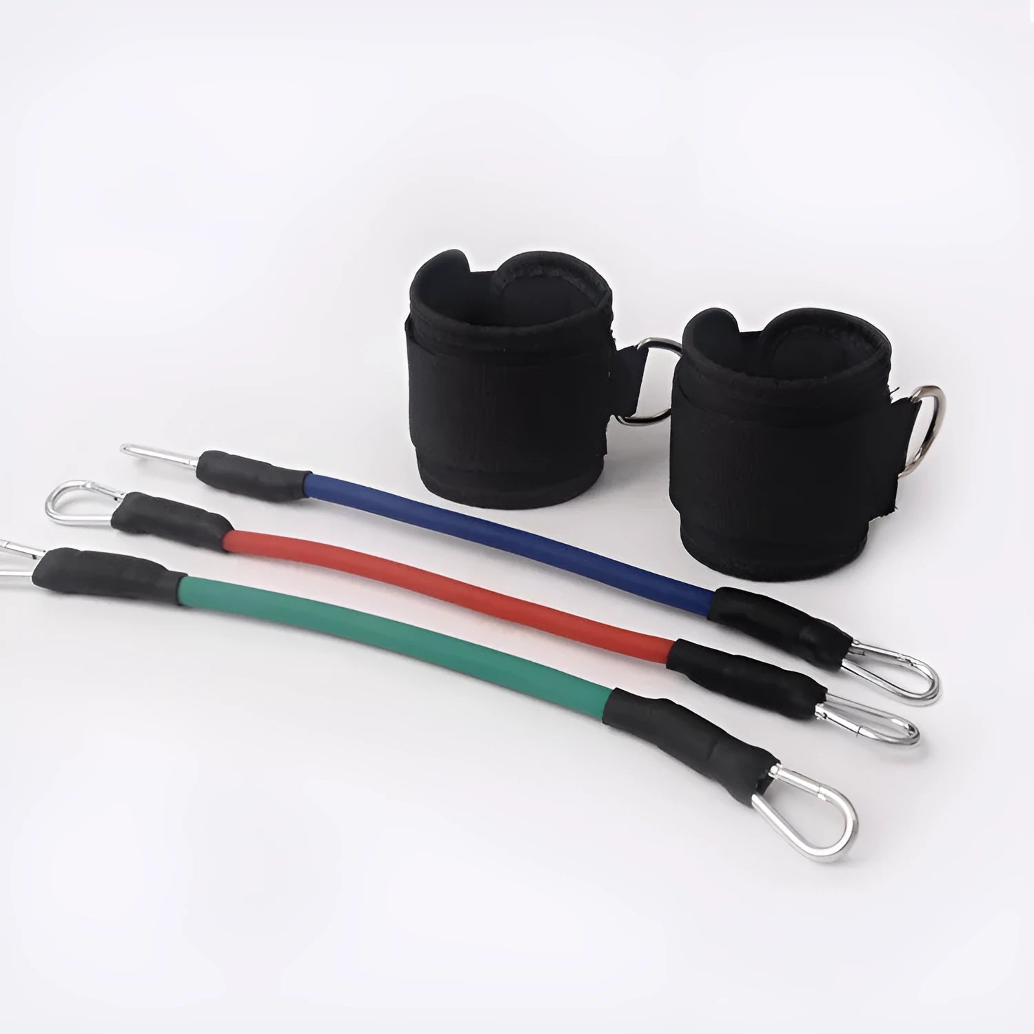 Black nylon Taekwondo training pull rope set for leg strength and explosive kicking power development