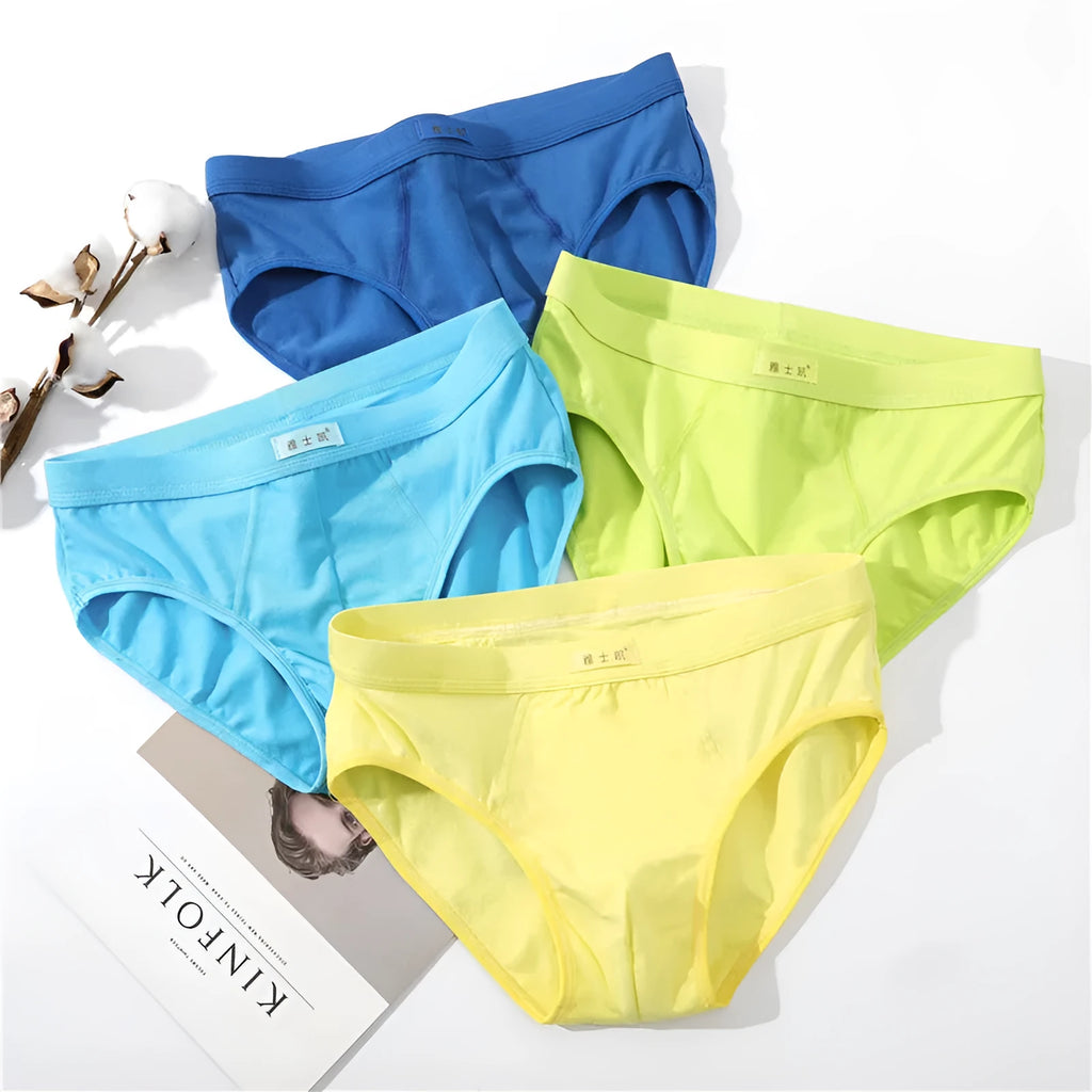 Men's cotton briefs in assorted colours, breathable elastic underwear, sizes L to 5XL, single pair