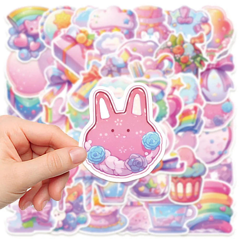 Waterproof decorative stickers with fresh candy designs measuring 4-7cm for hand account decoration