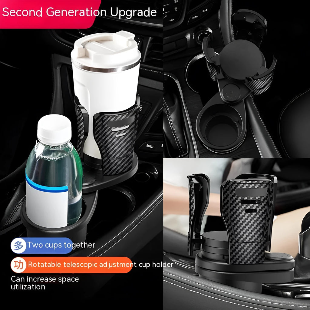 Second generation car cup holder modification accessory in carbon fibre pattern with matte finish