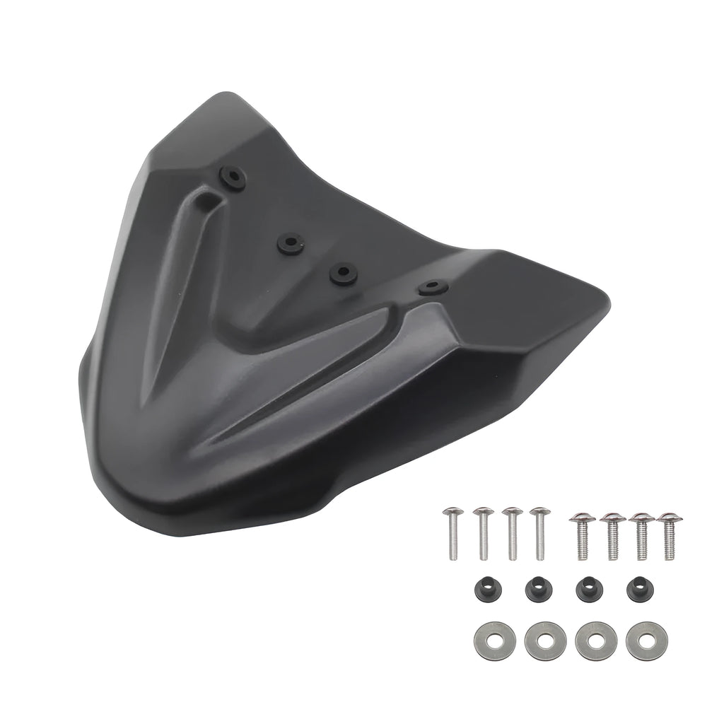Black ABS plastic fixed wind front wing accessory for KTM 390 and 790 Adventure motorcycles.