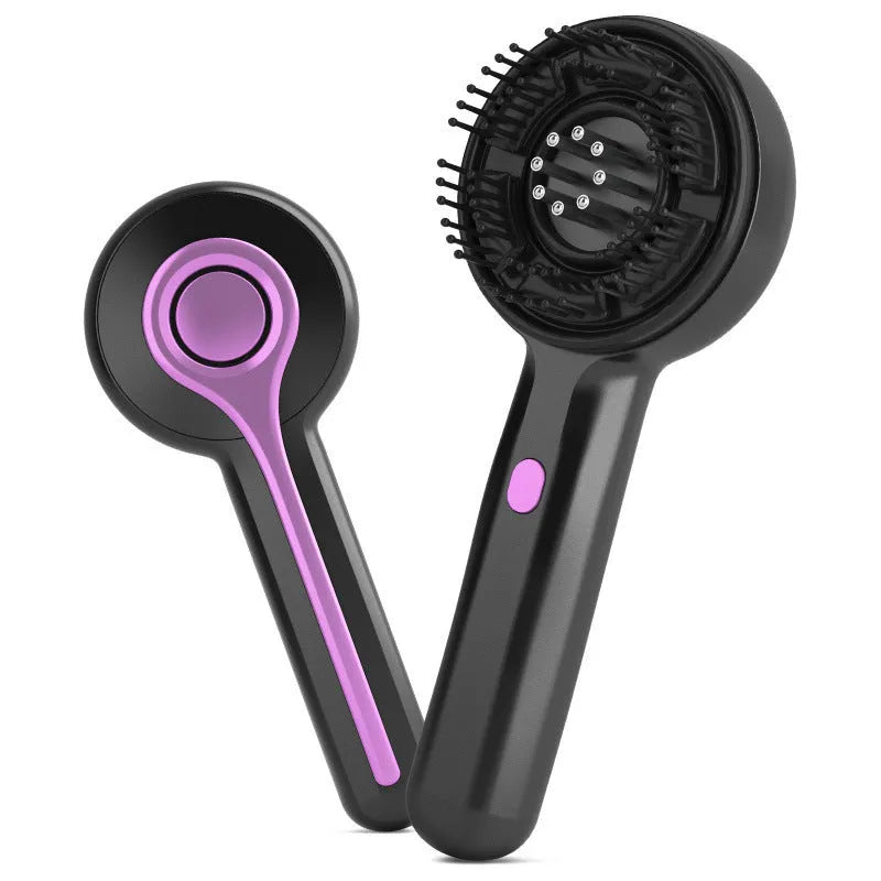 USB-powered hair brush scalp massager in black colour with vibration function and mechanical speed control