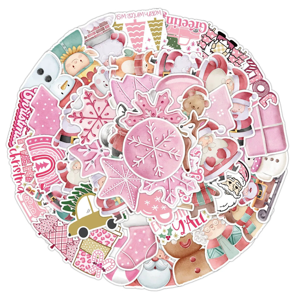 50 Christmas decoration waterproof stickers in cute style for cars phones computers