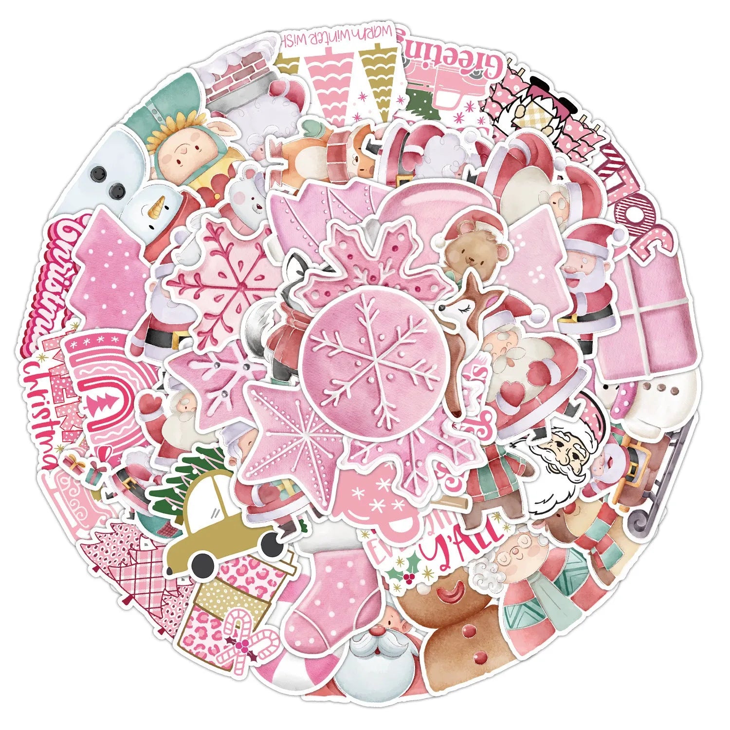 50 Christmas decoration waterproof stickers in cute style for cars phones computers
