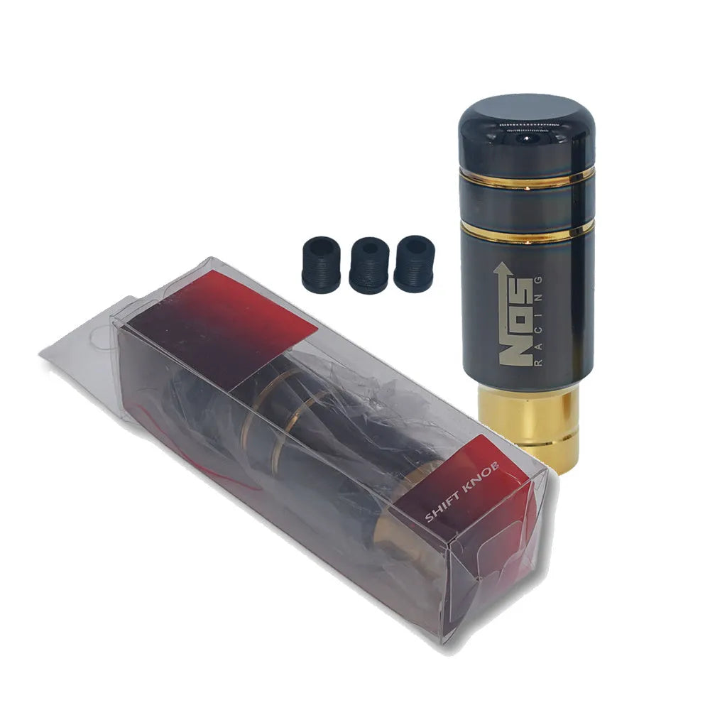 Roasted blue and gold aluminium alloy gear shift head with rubber sleeves for manual transmission cars