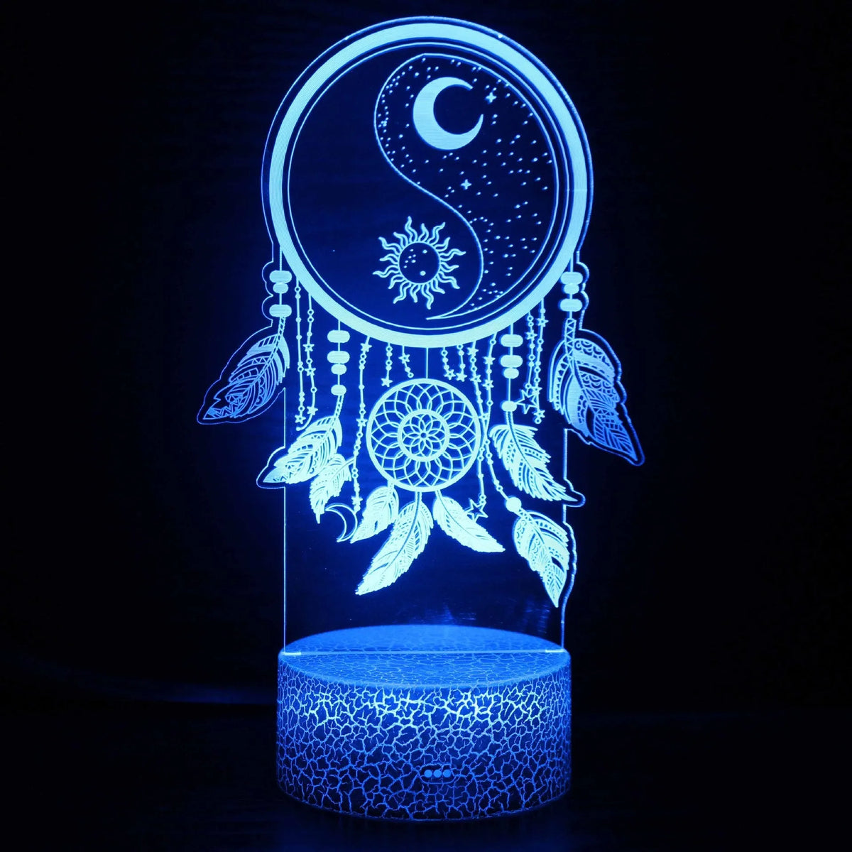 3D cartoon-style LED night lamp with touch control on a black base, showing multicolour light.