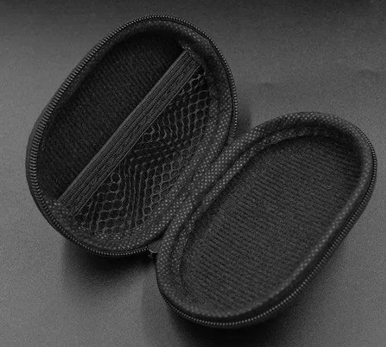 Black oval leather earphone storage bag for EDX PRO and compatible models.