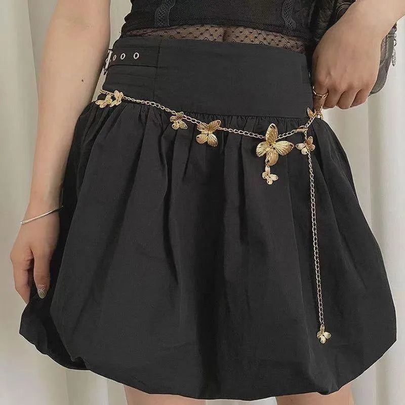 Golden butterfly waist chain belt for women with alloy metal construction