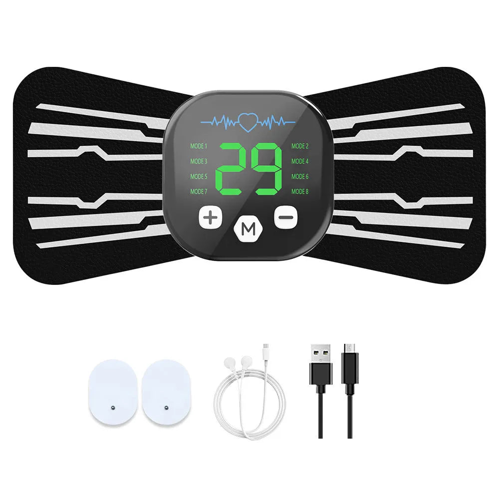 Cervical pulse massage pad EMS portable rechargeable with blue colour option for travel and home use