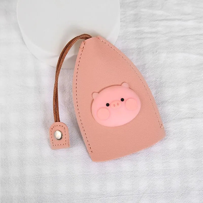 Cartoon design pull-out key case for car keys made from PU leather with pull-out tab