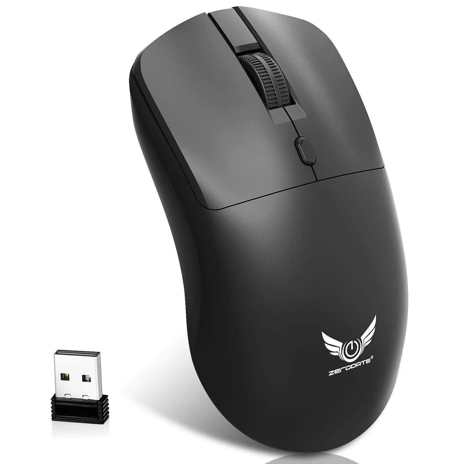 Black wireless mouse with three-gear audio button for laptop use