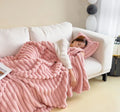 Soft Wind bubble velvet double-sided thickening faux rabbit fur blanket in a solid colour.