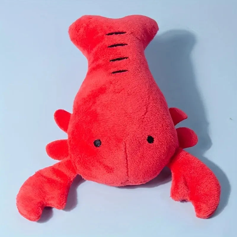 Red lobster squeaky dog toy measuring 12.5 cm for small and medium breeds
