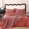 Cotton gauze bed blanket three-piece set with floral patterns showing blanket and two pillowcases