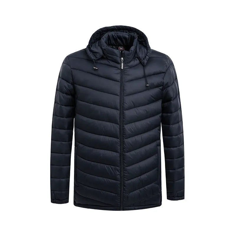 Men's polyester cotton jacket, double-sided wear, loose winter cardigan, obsidian black or dark blue, sizes XL-5XL