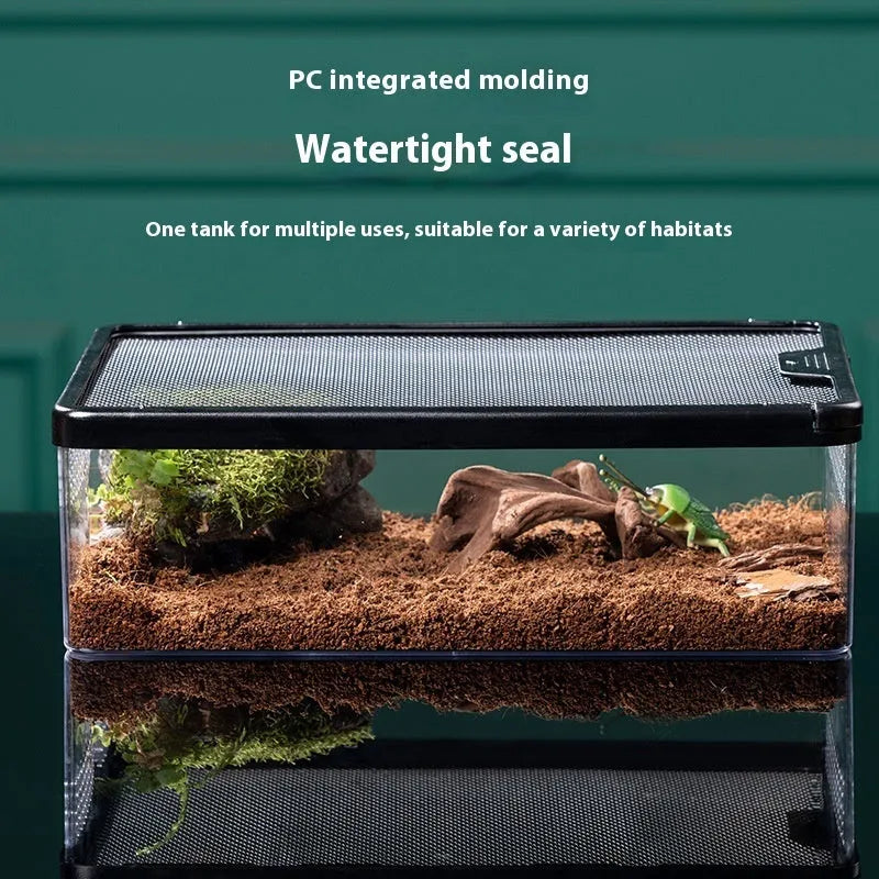 Cylinder track box with engineering plastic wire fence, clear or transparent black frame, for turtle hamster corn snake