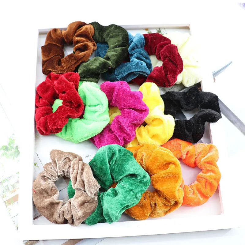 Gold velvet head ring 10cm handmade wavy women's hair accessory in 40 colour mixing
