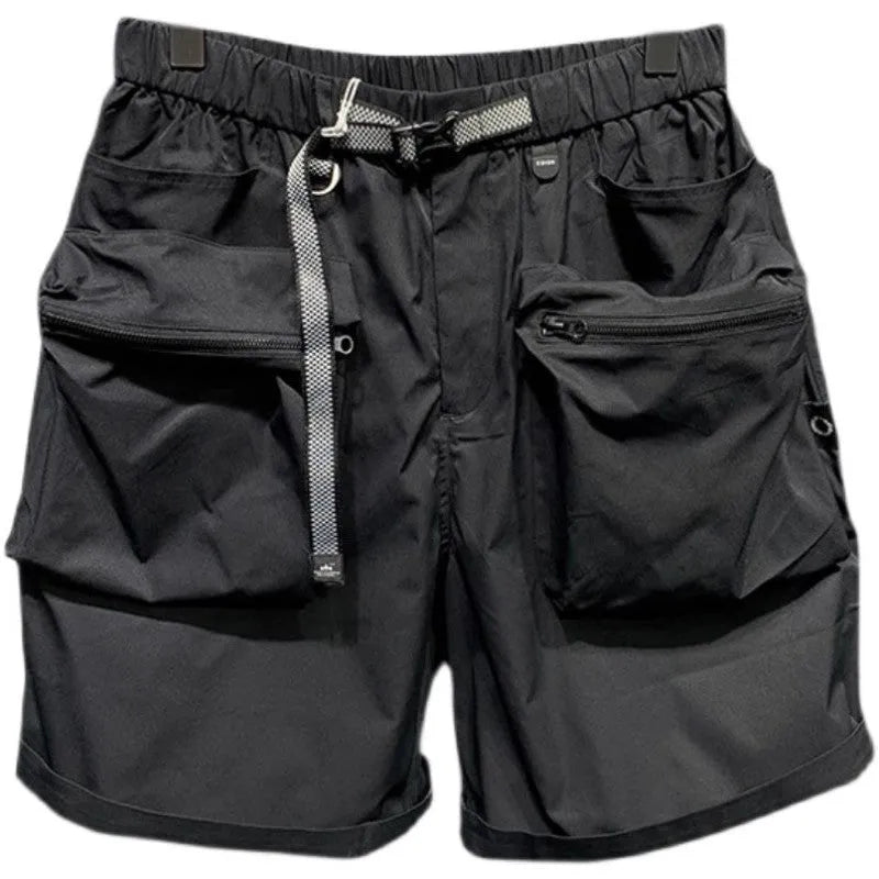 Men's loose fit workwear shorts in black or grey with pockets and straight leg hem available in large sizes