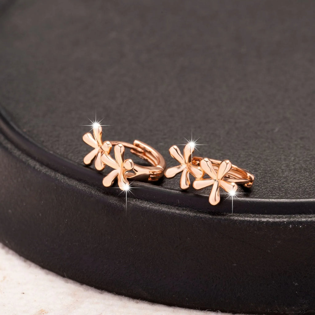 Rose gold electroplated circular waterdrop flower earrings for women