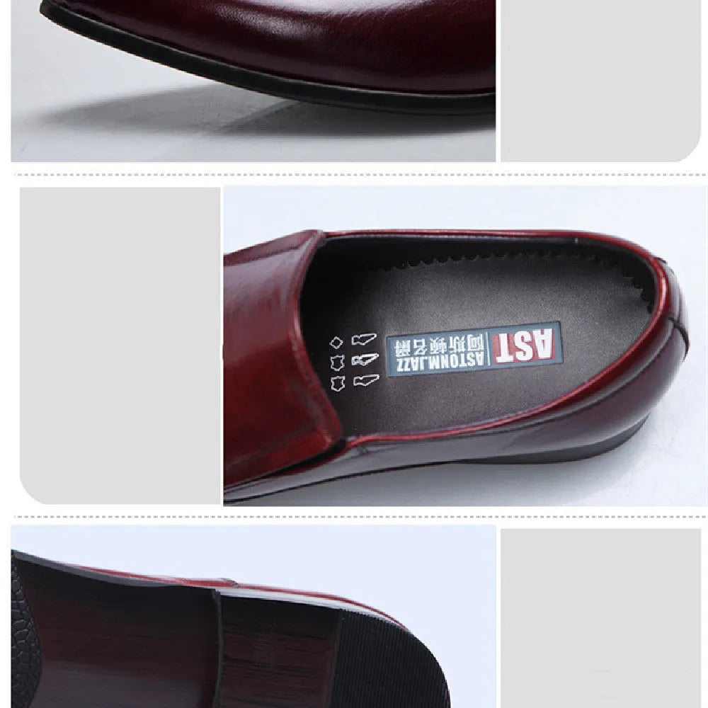 British Pointed Oxford men's leather formal shoes in black with rubber sole and pointed toe