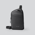 Elegant black men's lightweight crossbody bag made from Oxford cloth with sewing thread detail.
