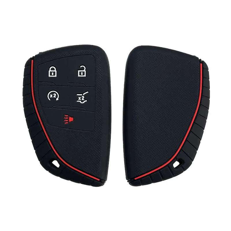 Black silicone key cover with tire pattern for Chevrolet Tahoe Ivia GW key fob