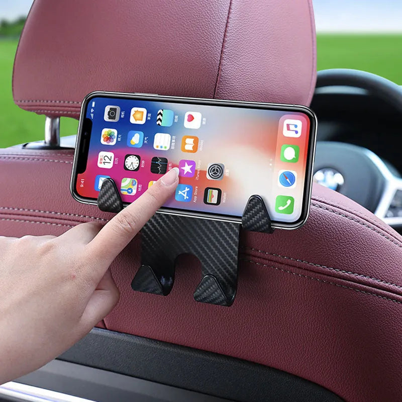 Black ABS plastic car hook and mobile phone bracket for rear seat storage