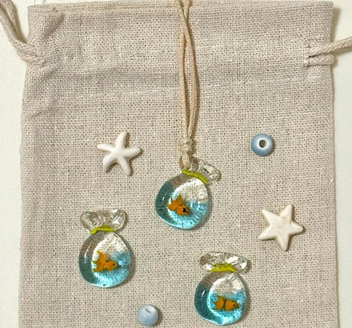 Women's skirt and joker design pendant necklace with coloured glaze on cotton linen clavicle chain