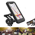 Black waterproof bike phone holder mount with magnetic suction for 4 to 6.7 inch phones on handlebar