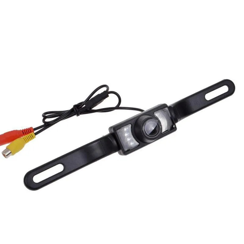 Car rear view camera with license plate frame, 170-degree angle, IP68 waterproof, distance ruler, and 6-metre video cable