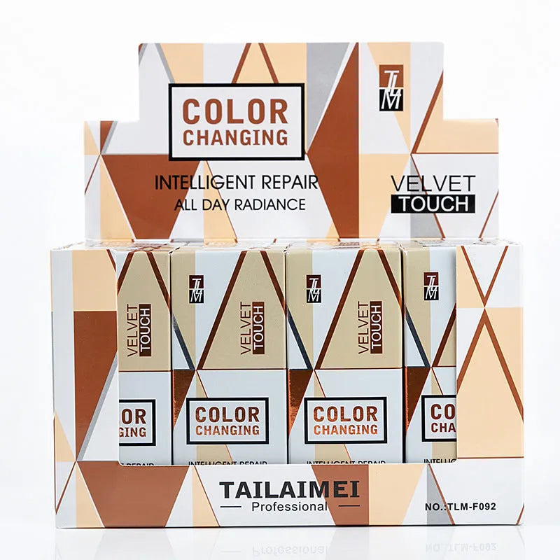 Liquid foundation in White shade with colour-changing technology for warm skin tones